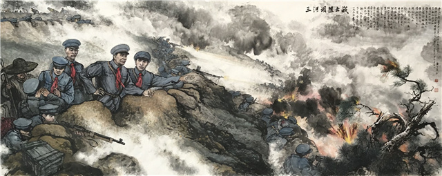 三河坝战役油画图片